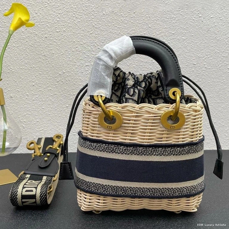 Cheap Motif Canvas and Oblique Dior Small Wicker Black Lady Bag 0710 Luxury
